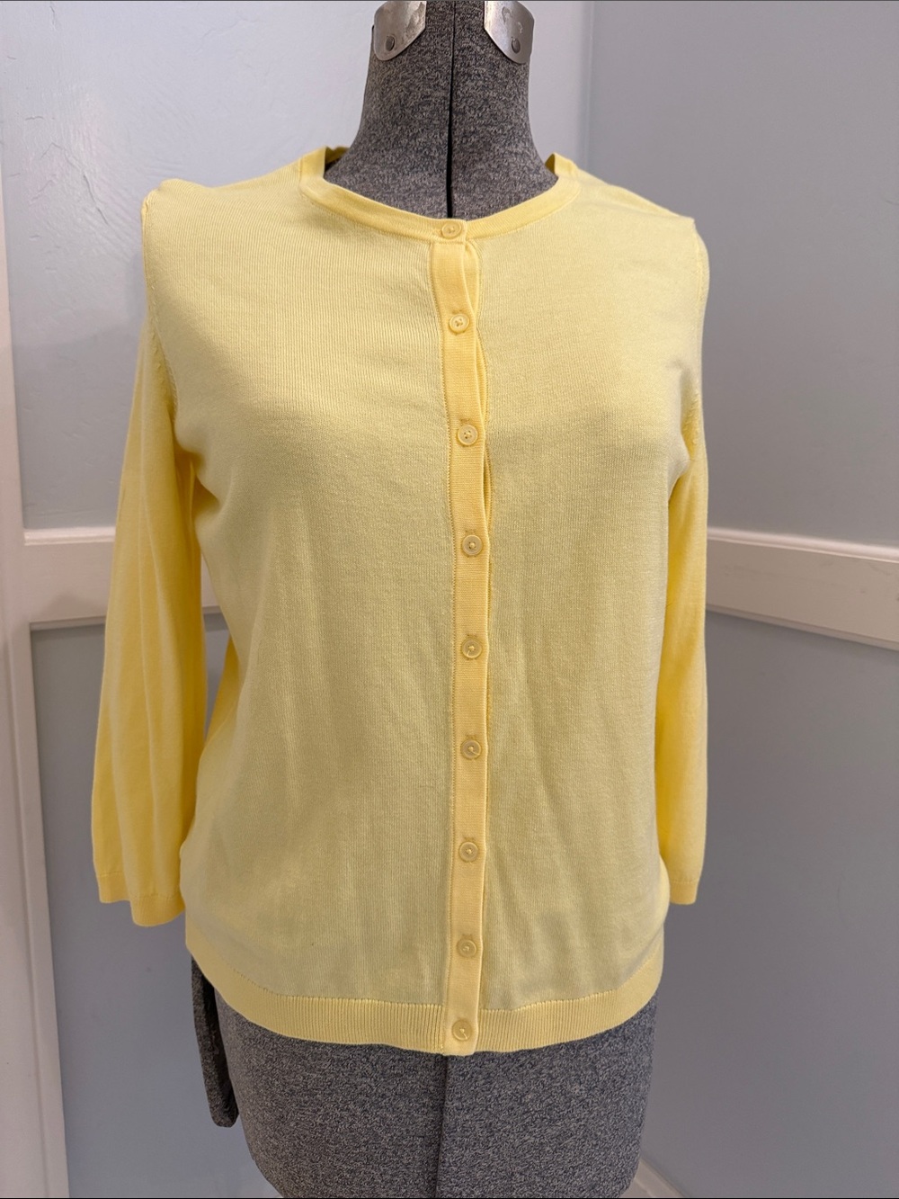 Talbots Pastel Yellow Button-Front Cardigan